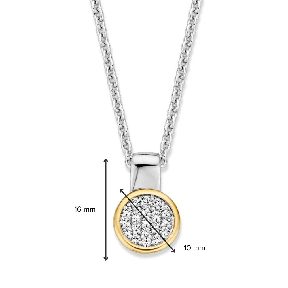 Pendentif en argent et or avec zircone blanche – 16 mm, 0.5 gram