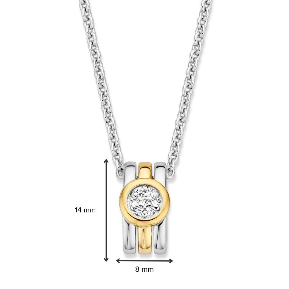 Pendentif en argent avec détails en or et zircone blanche – 14 mm, 0.8 gram