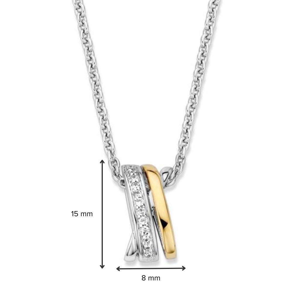 Pendentif en argent et or avec zircone blanche – 15 mm, 0.6 gram