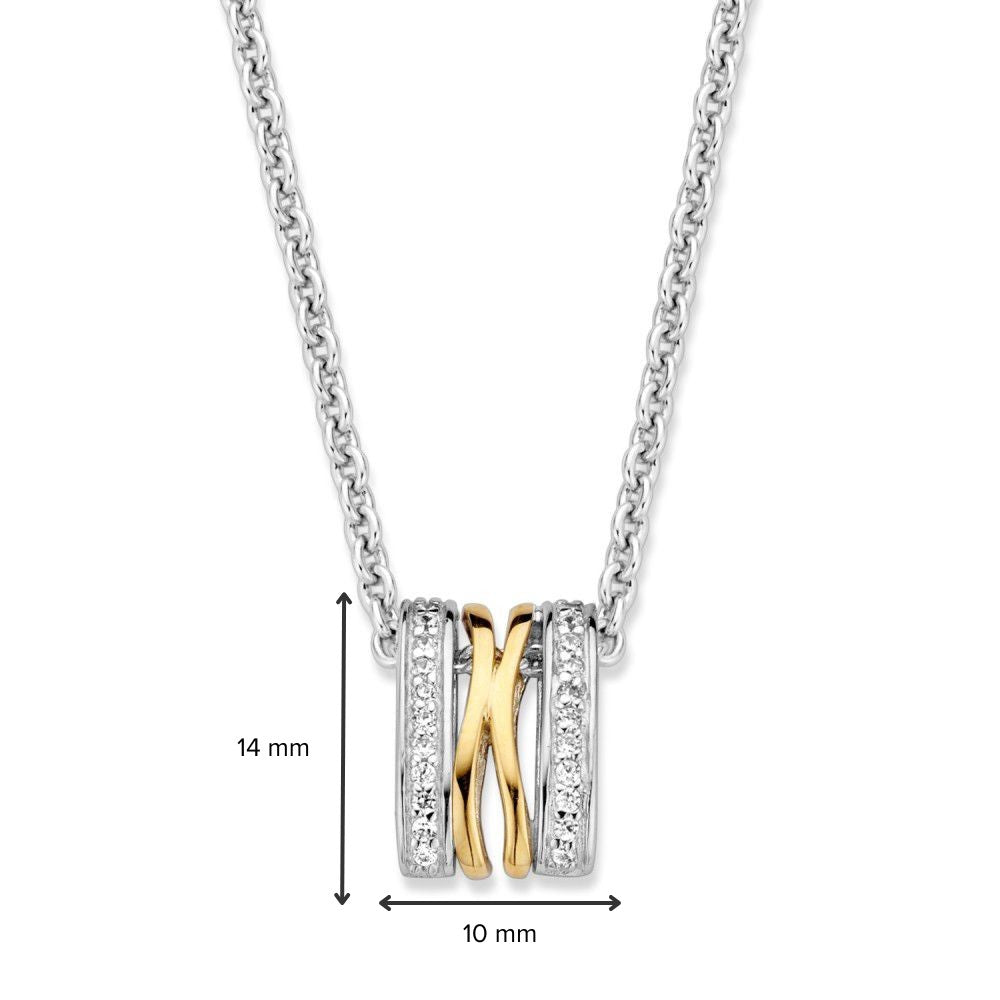 Pendentif en argent et or avec zircone blanche – 14 mm, 0.7 gram