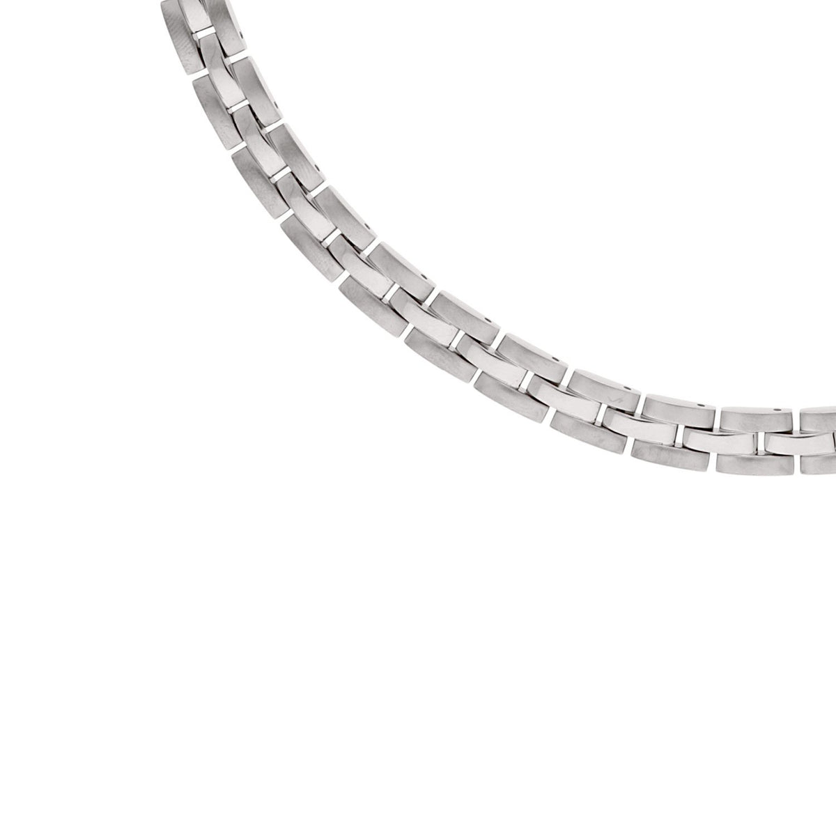 Titanium collier met een schakelontwerp in een matte afwerking.