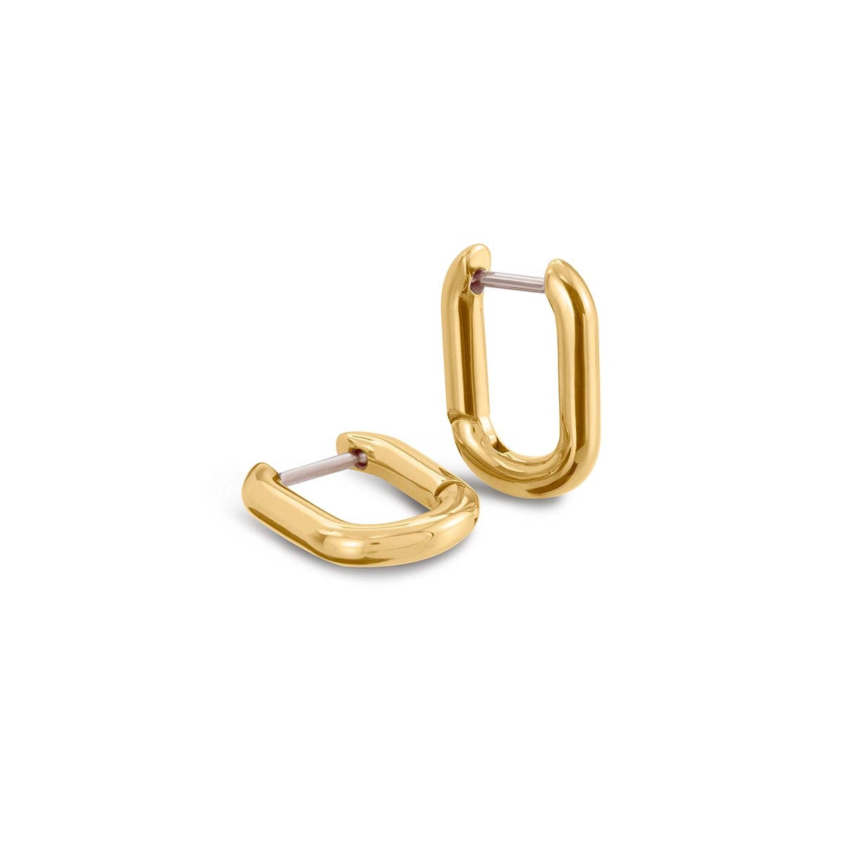 Boucles d'oreilles en titane doré, en forme de U, finition brillante.