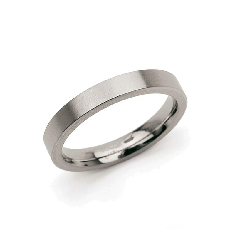 Bague en titane au design simple et moderne, finition mate et brillante.