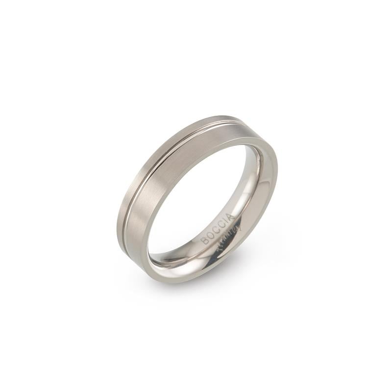 bague en titane avec finition polie et deux lignes gravées sur le dessus