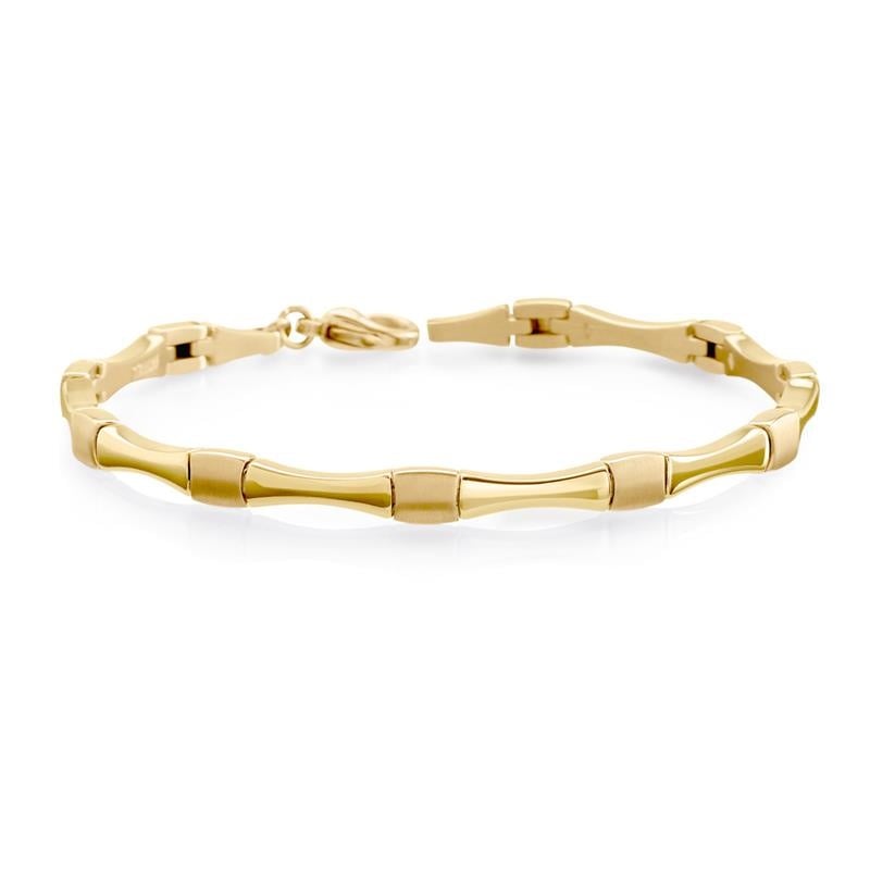 Bracelet en titane doré avec des maillons allongés et une finition lisse.