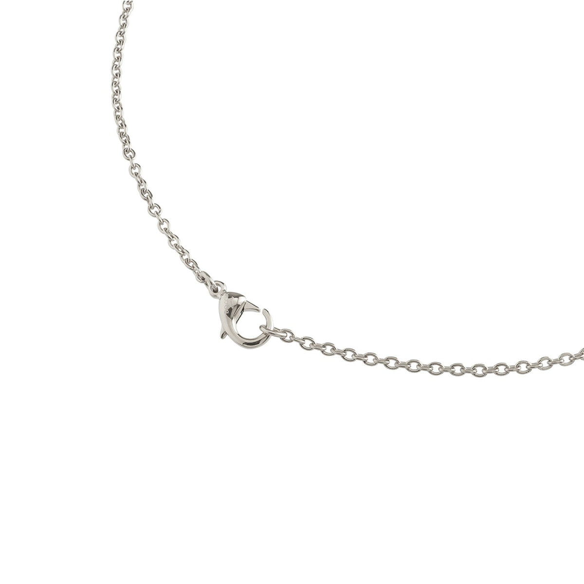 Collier en titane argenté avec fermoir rond et chaîne délicate.