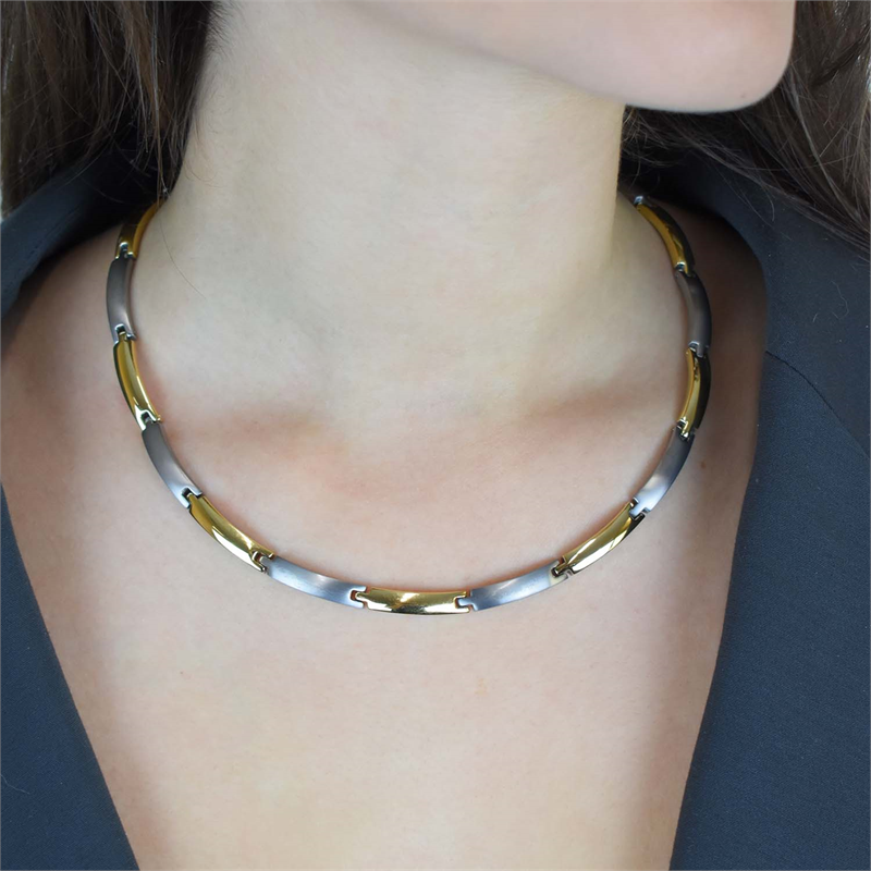 Collier en titane bicolore 0817-03