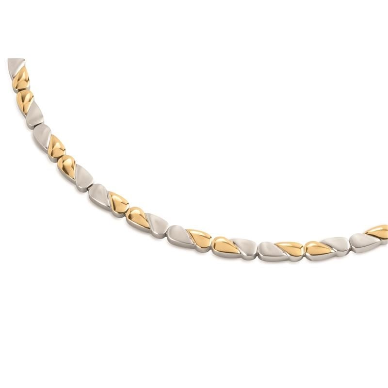 Collier en titane bicolore avec des maillons argentés et dorés.