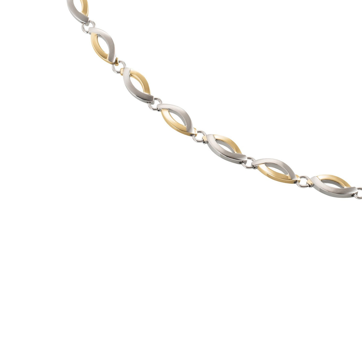 Collier bicolore en titane avec des maillons en argent et or.