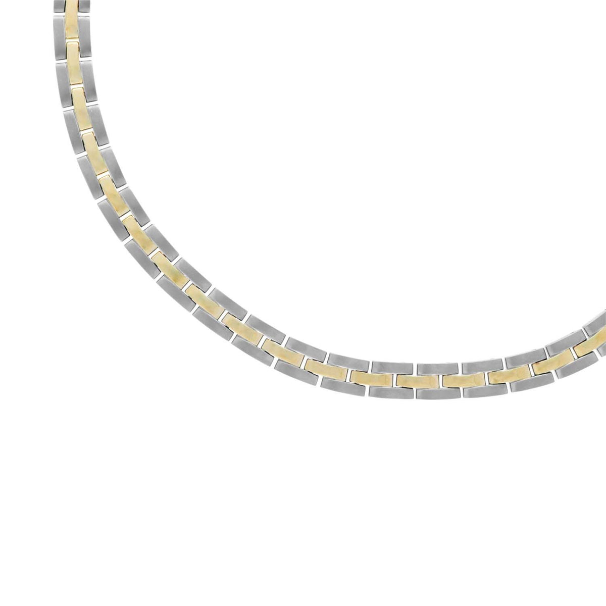 Bicolor titanium collier met een combinatie van zilver en goudkleurige schakels.