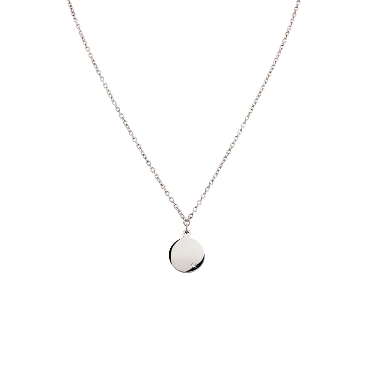 Titanium collier met een ronde, glanzende hanger.