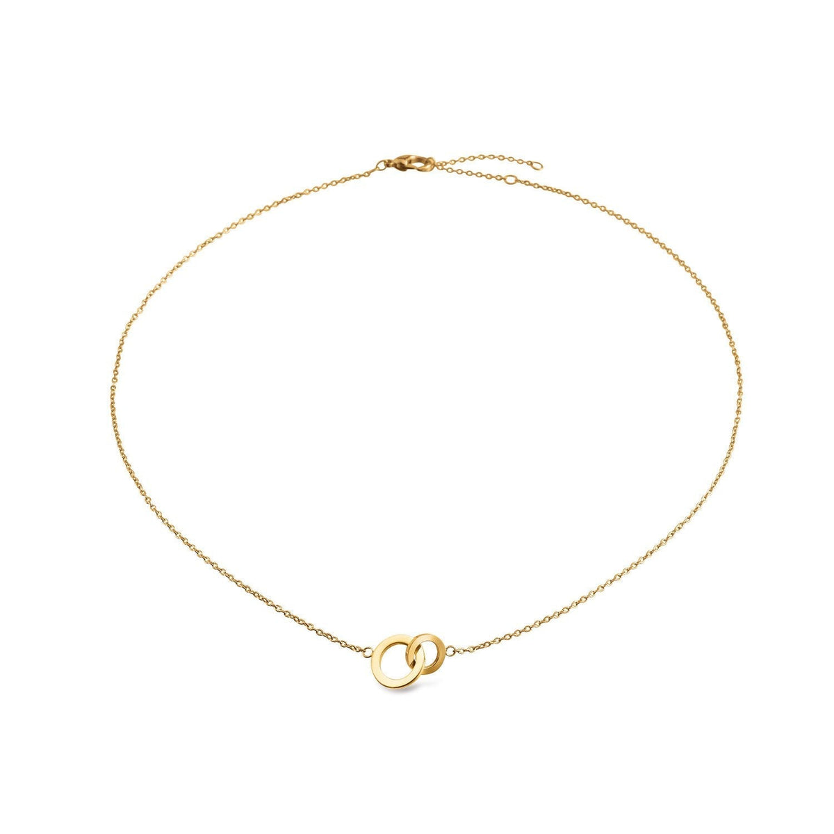 Collier en titane doré avec un pendentif en forme d'infini.