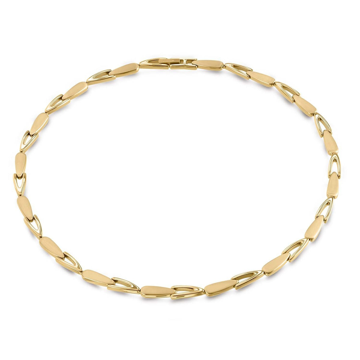 Collier en titane doré avec maillons ovales et allongés.