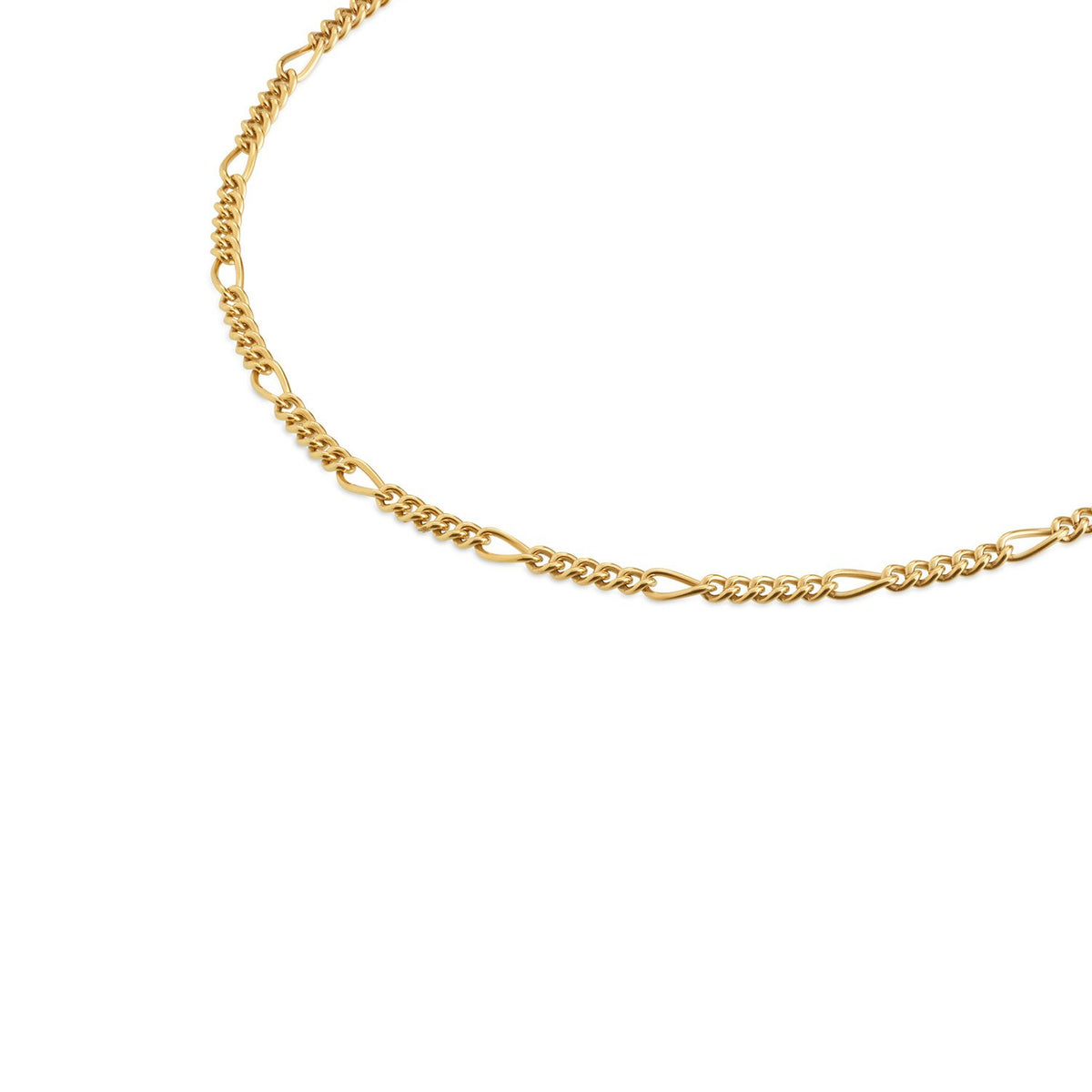 collier en titane doré avec maillons ovales et ronds, finition brillante