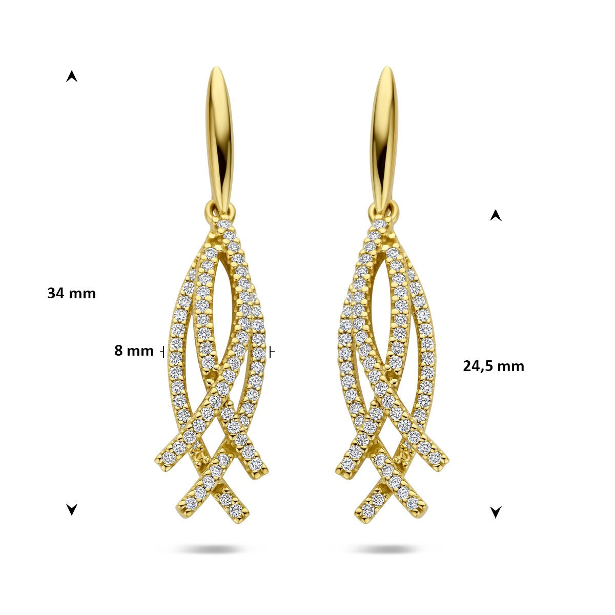Boucles d'oreilles en or jaune 14k avec diamant