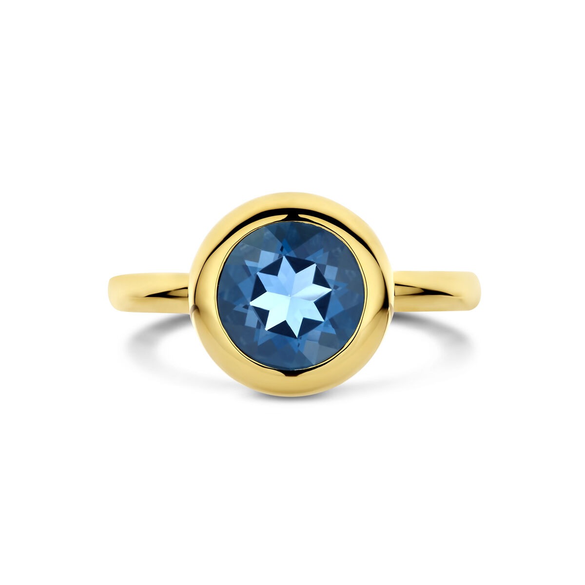 Bague pour femme en or jaune avec topaze London Blue – 14k or jaune