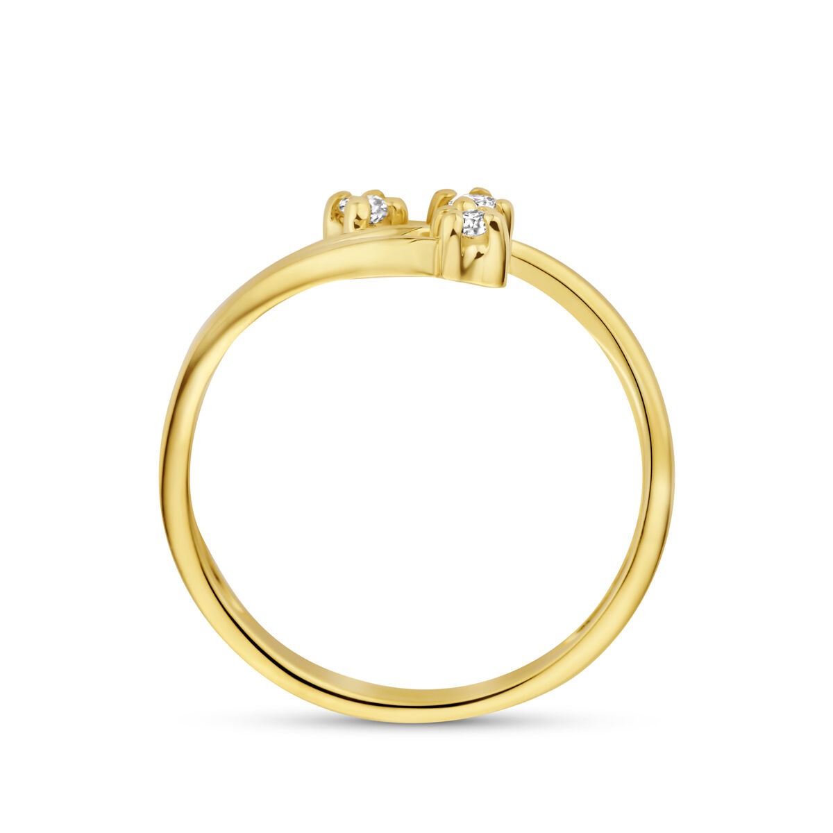 Bague en or jaune 14k avec diamant cultivé en laboratoire