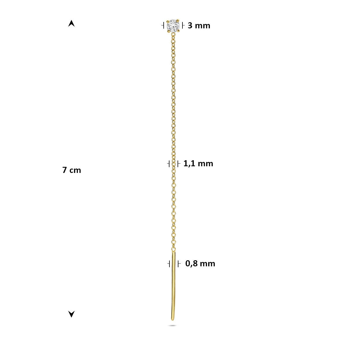 Boucle d'oreille en or jaune 14k avec diamant - à l'unité