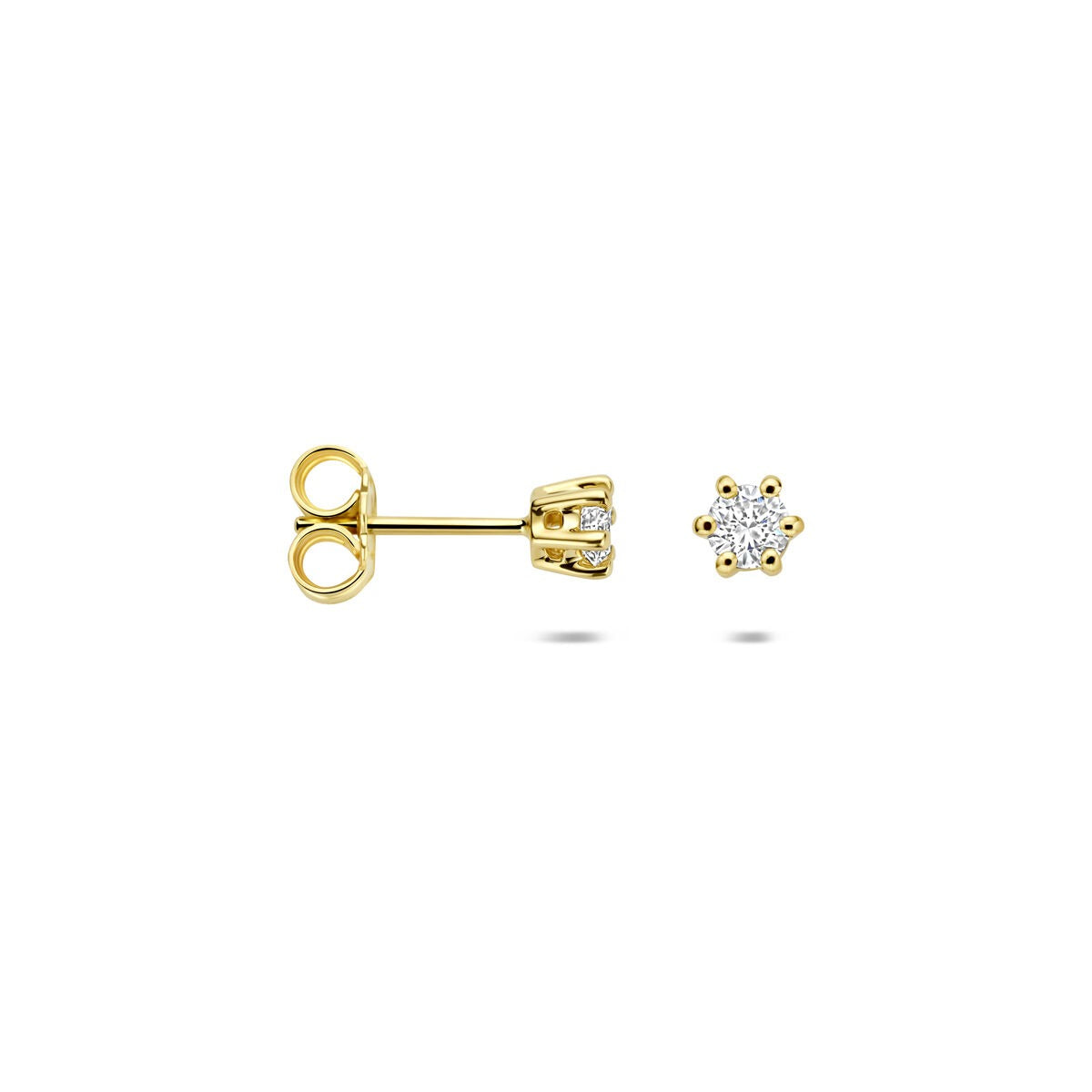 Puces d'oreilles en or jaune 14k avec diamant cultivé en laboratoire