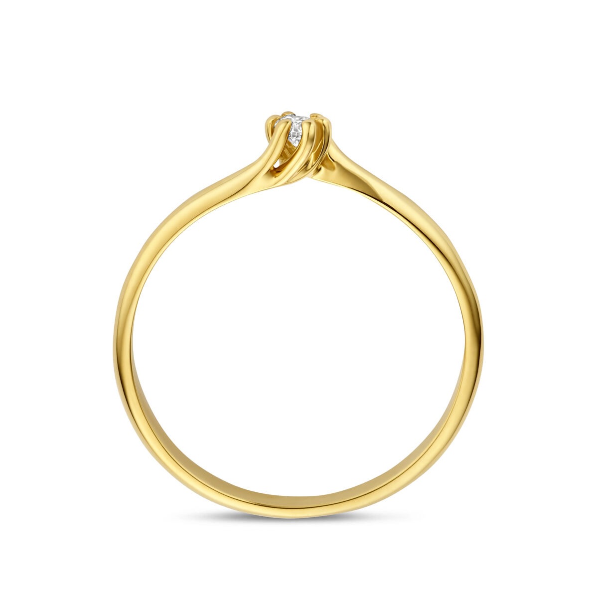 Bague en or jaune 14k avec diamant cultivé en laboratoire