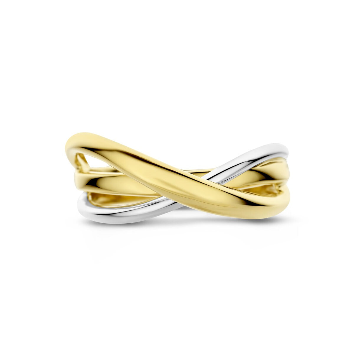 Bague bicolore pour femme 14k or jaune et or blanc – 8,5 mm de large