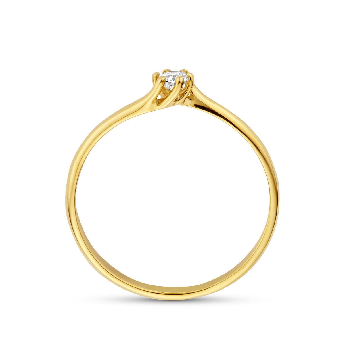 Bague en or jaune 14k avec diamant cultivé en laboratoire