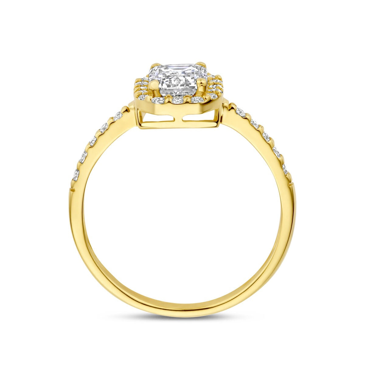 Bague en or jaune 14k avec diamant lab grown taille émeraude – incluant certificat