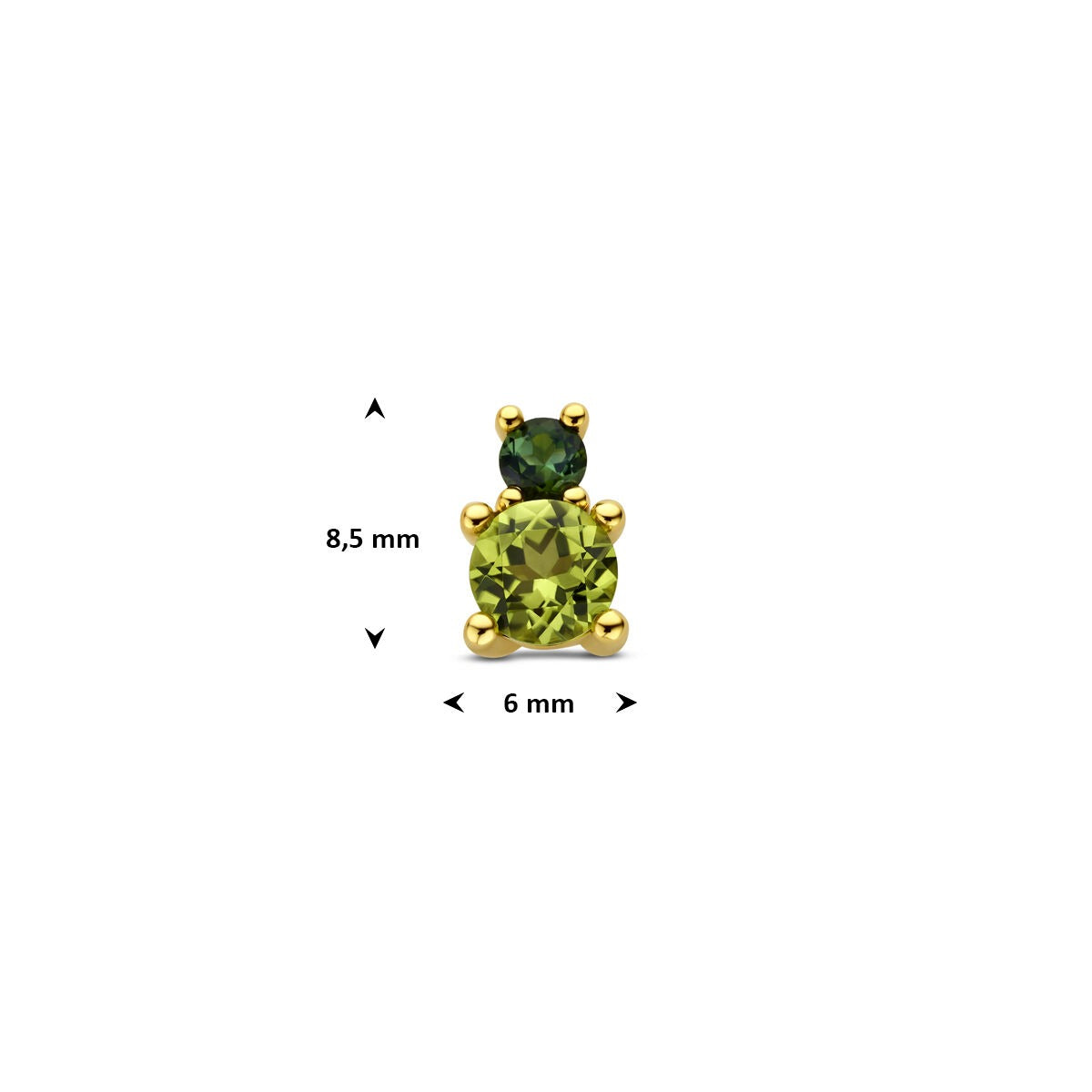 Pendentif en or jaune 14k avec péridot et tourmaline verte