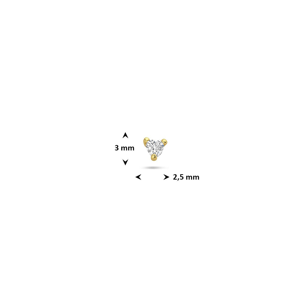 Piercing plat arrière en argent plaqué or en forme de cœur avec zircone – argent 925