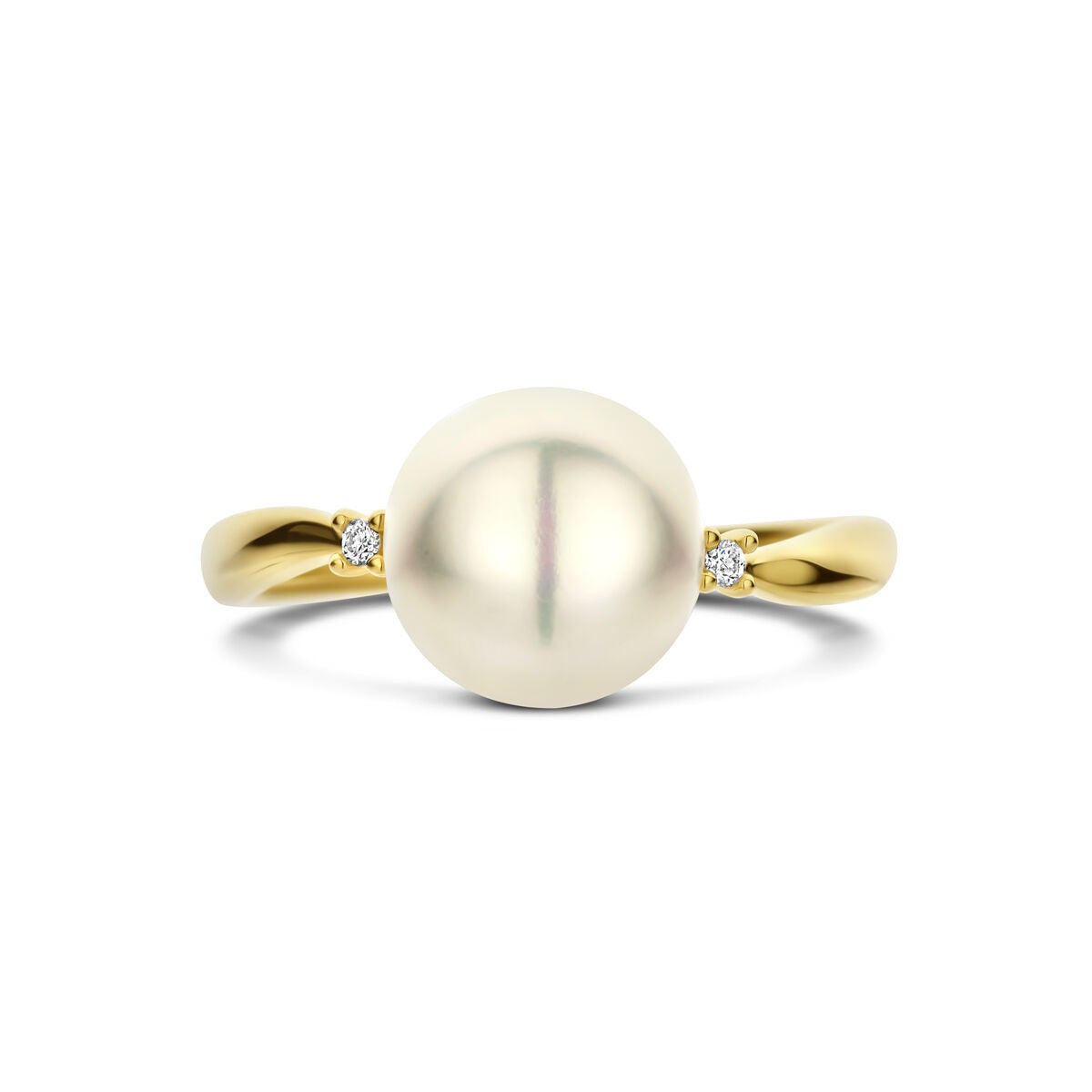 Bague pour femme en or avec diamant et perle – or jaune 14k