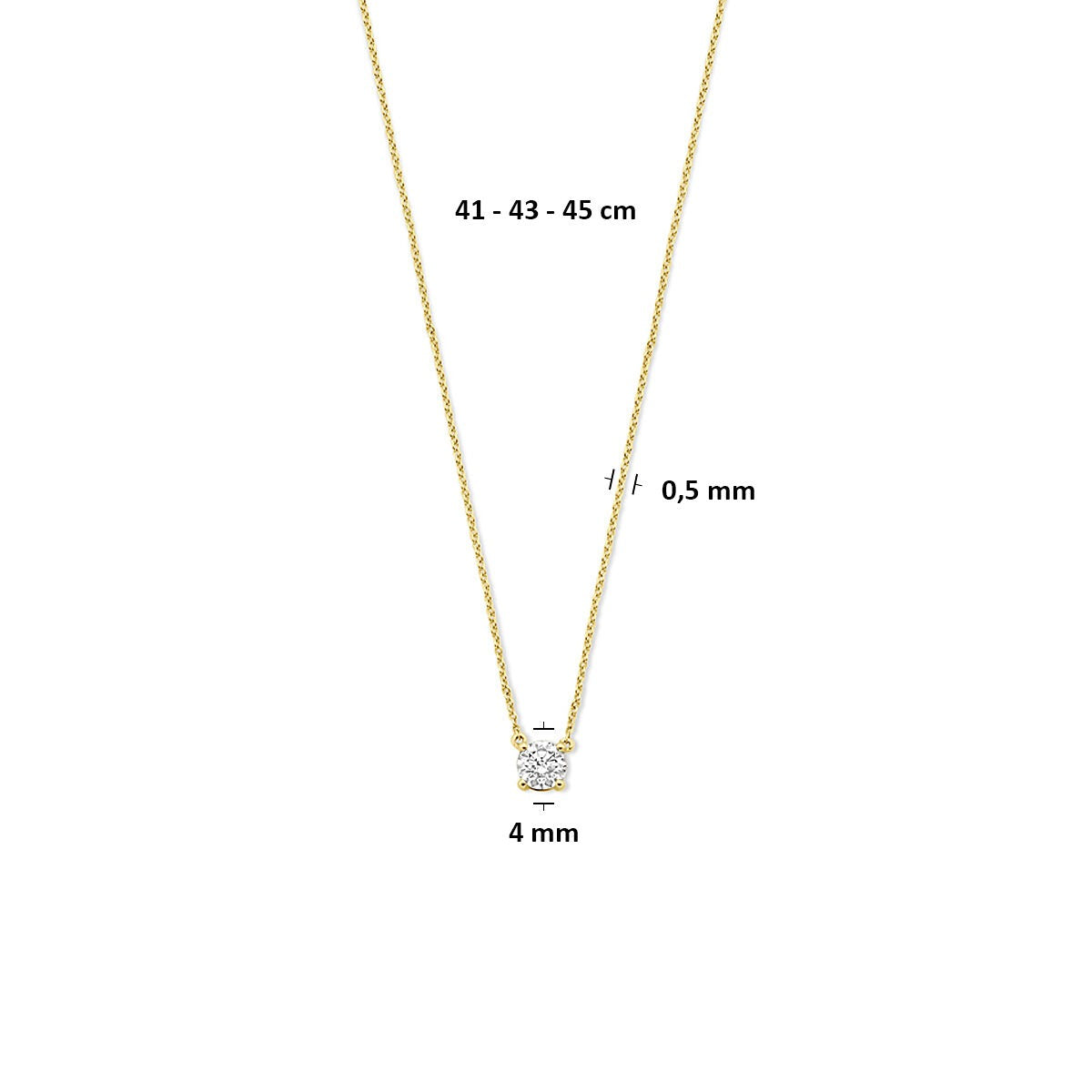 collier en or jaune 14k avec diamant cultivé en laboratoire