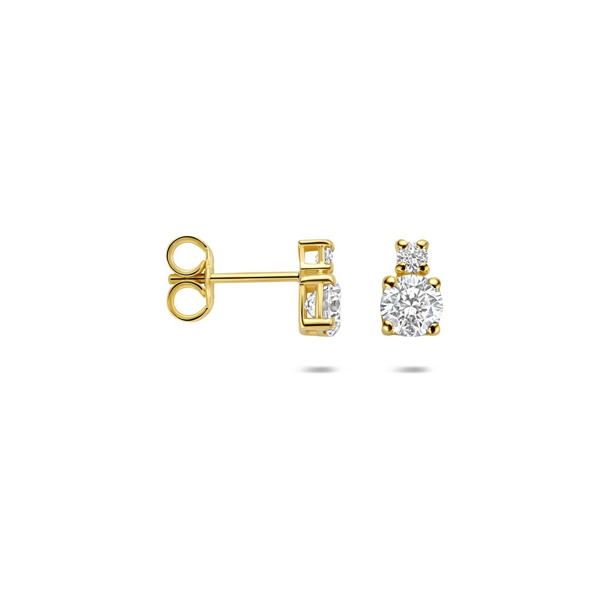 Puces d'oreilles en or jaune 14k avec diamant cultivé en laboratoire