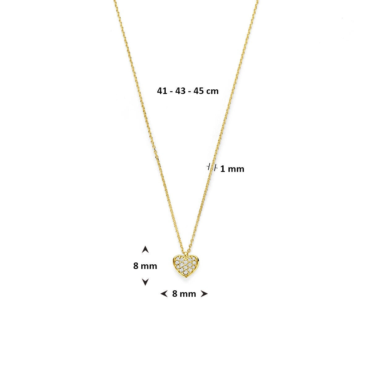 Collier en or jaune 14k avec cœur en diamant