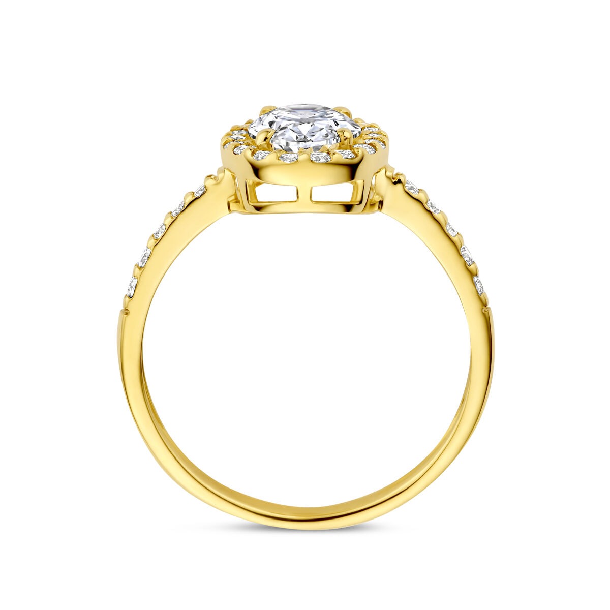Bague en or jaune 14k avec diamant lab grown ovale – incluant certificat