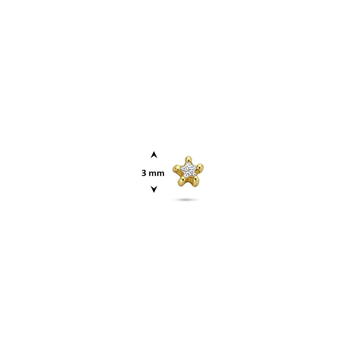 Piercing étoile à dos plat en argent plaqué or avec zircone