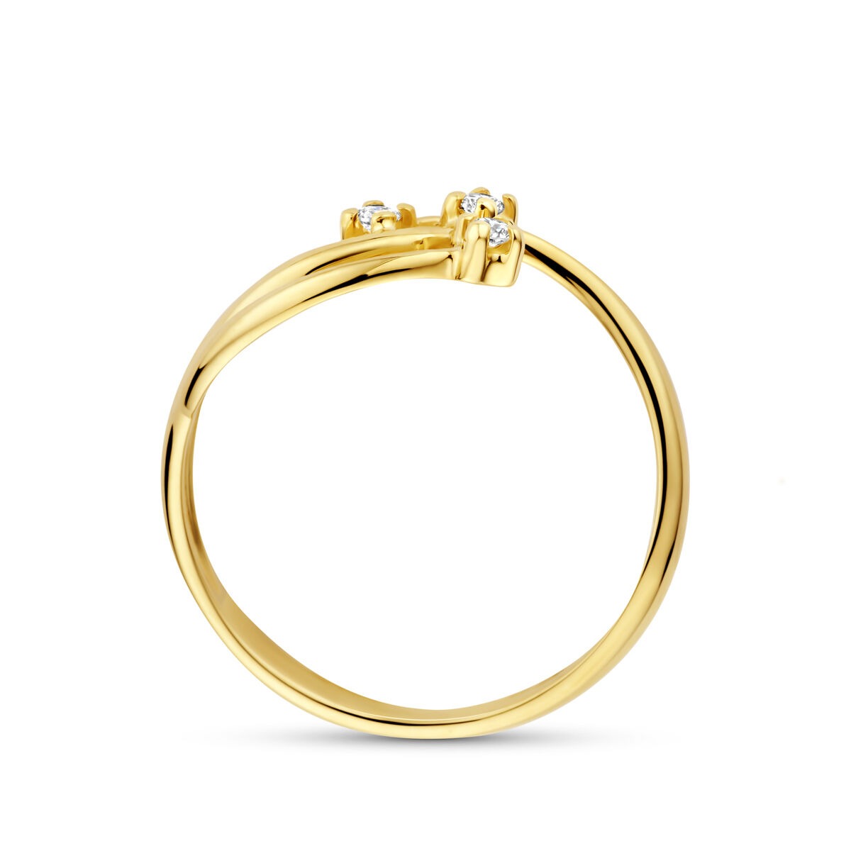 Bague en or jaune 14k avec diamant cultivé en laboratoire