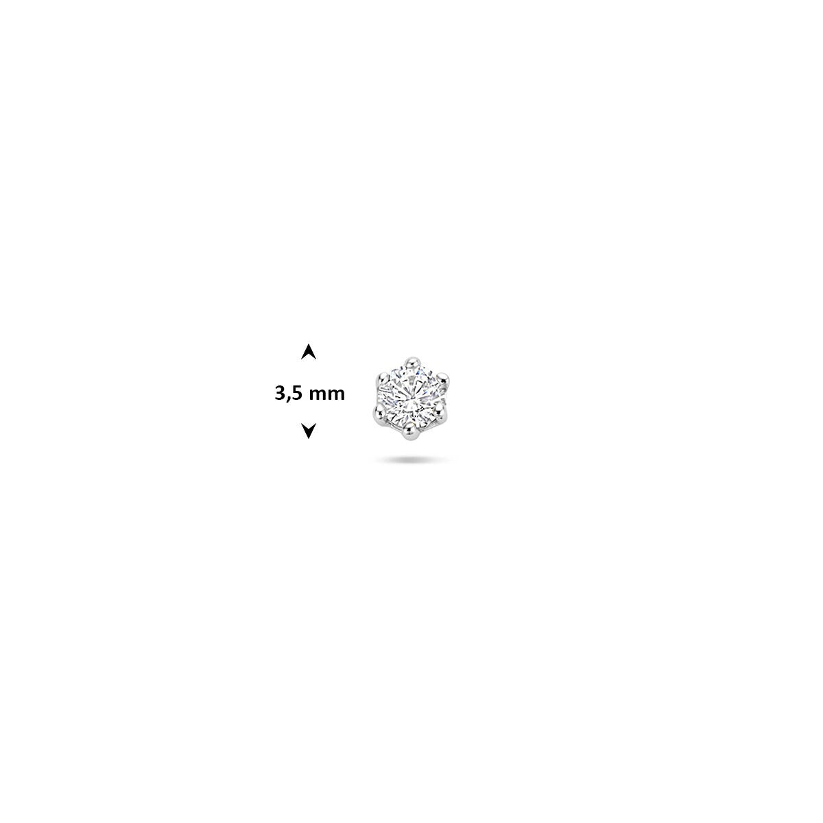 Piercing à dos plat en argent rhodié avec zircone 3,5 mm