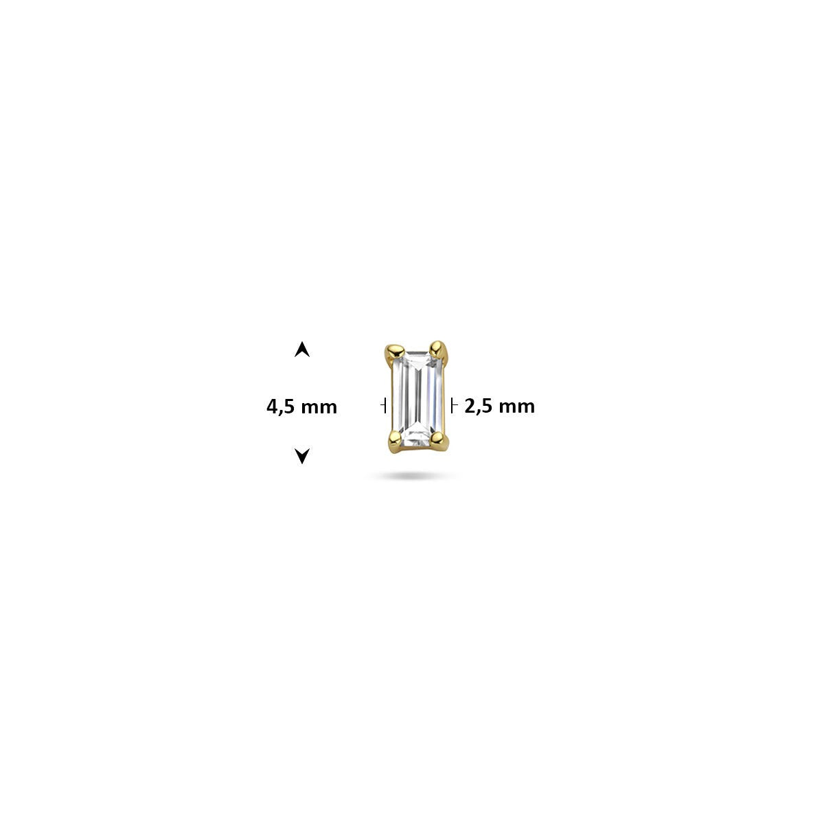 Piercing plaqué or argent plat arrière avec zircone baguette – 925 argent