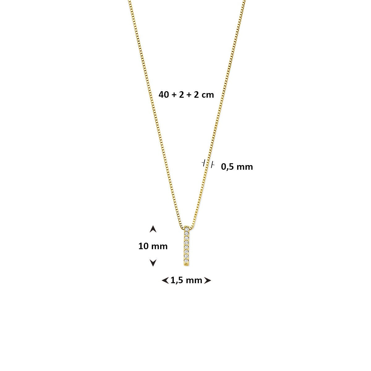 collier en or jaune 14k avec diamant cultivé en laboratoire