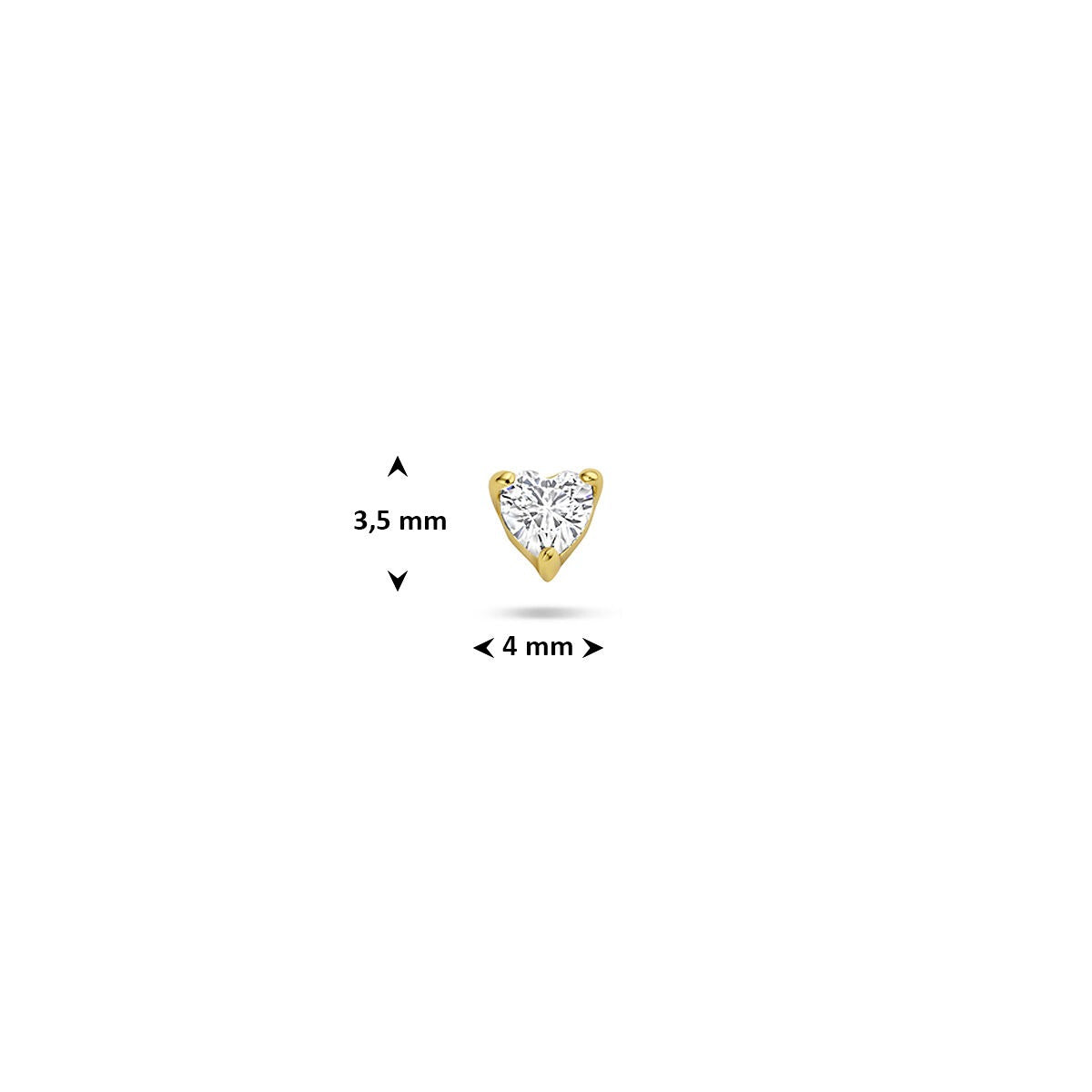 Piercing plat arrière en argent plaqué or en forme de cœur avec zircone – argent 925