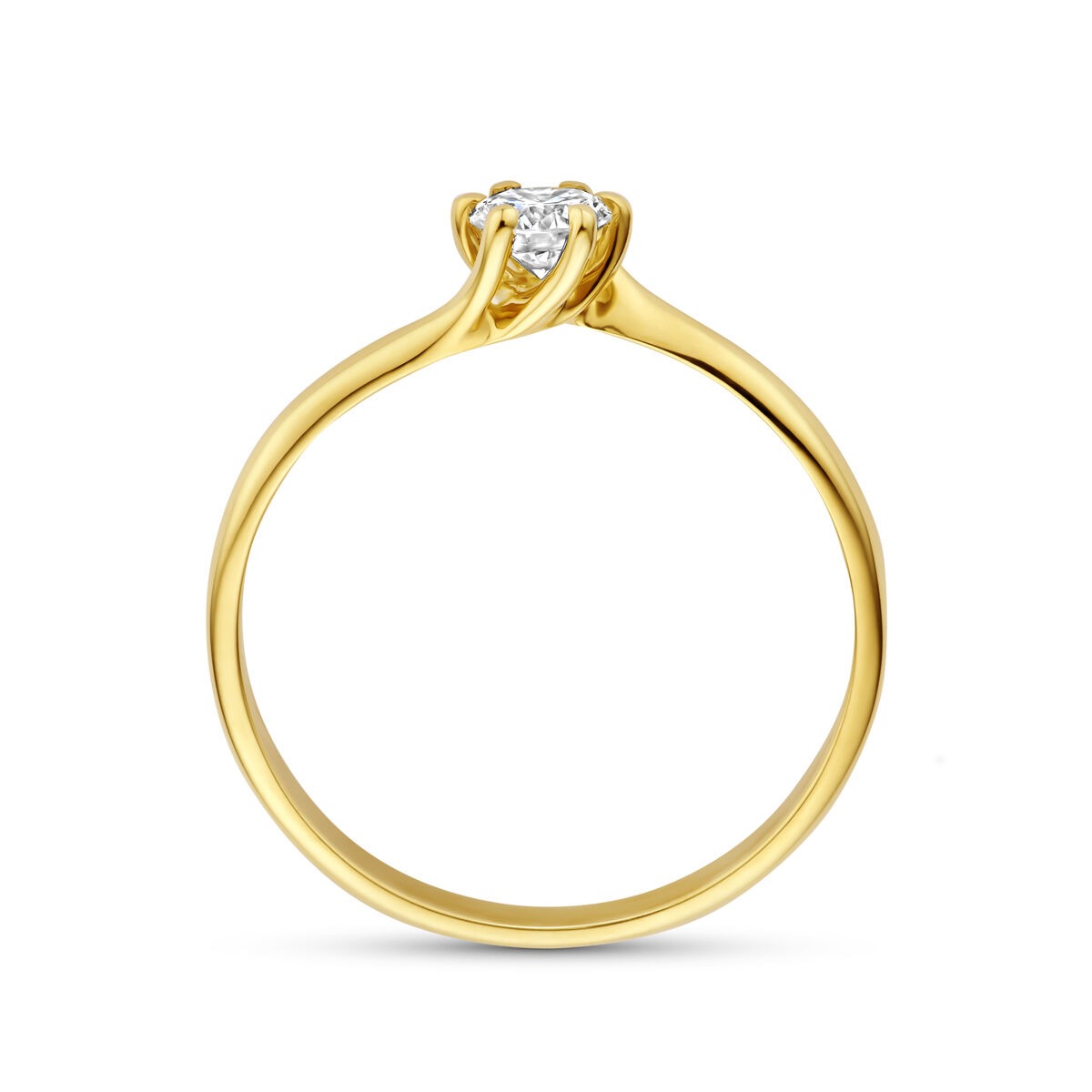 Bague en or jaune 14k avec diamant cultivé en laboratoire