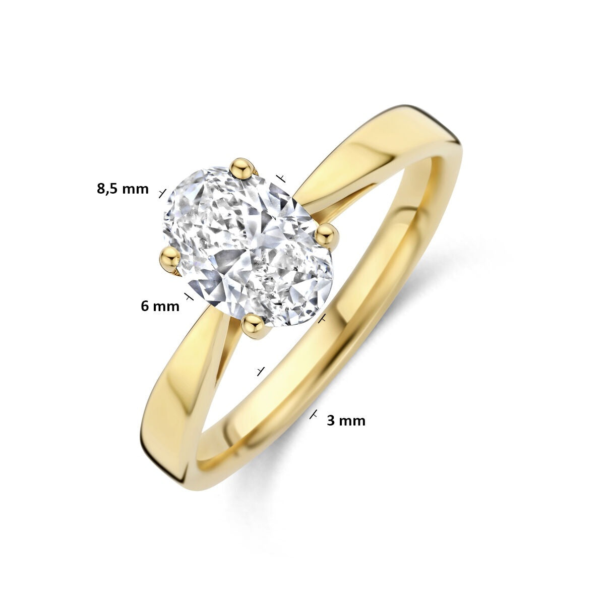 Bague pour femme en or jaune 14k avec diamant cultivé en laboratoire