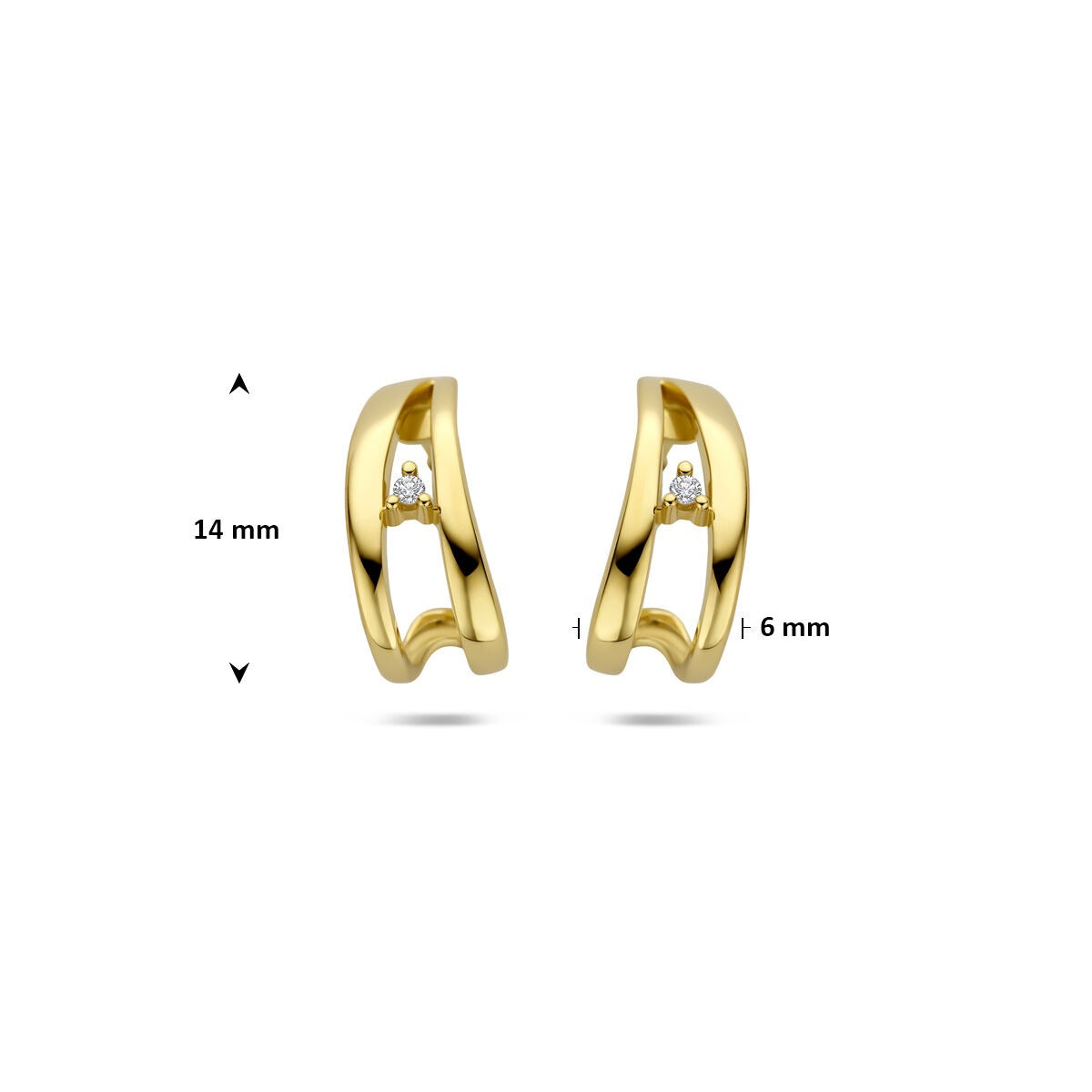 Créoles en or avec diamant – or jaune 14k