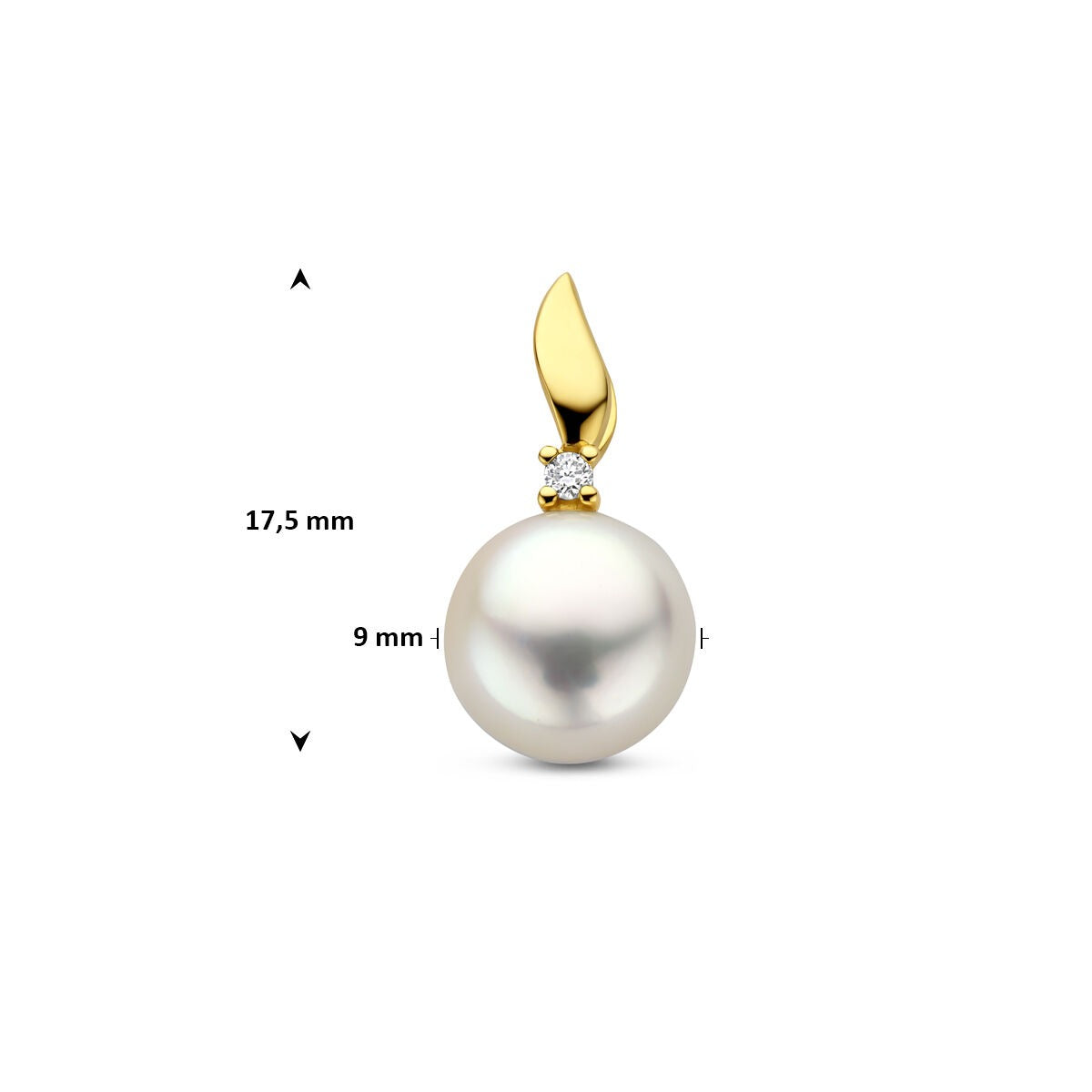 Pendentif en or avec diamant et perle – or jaune 14k