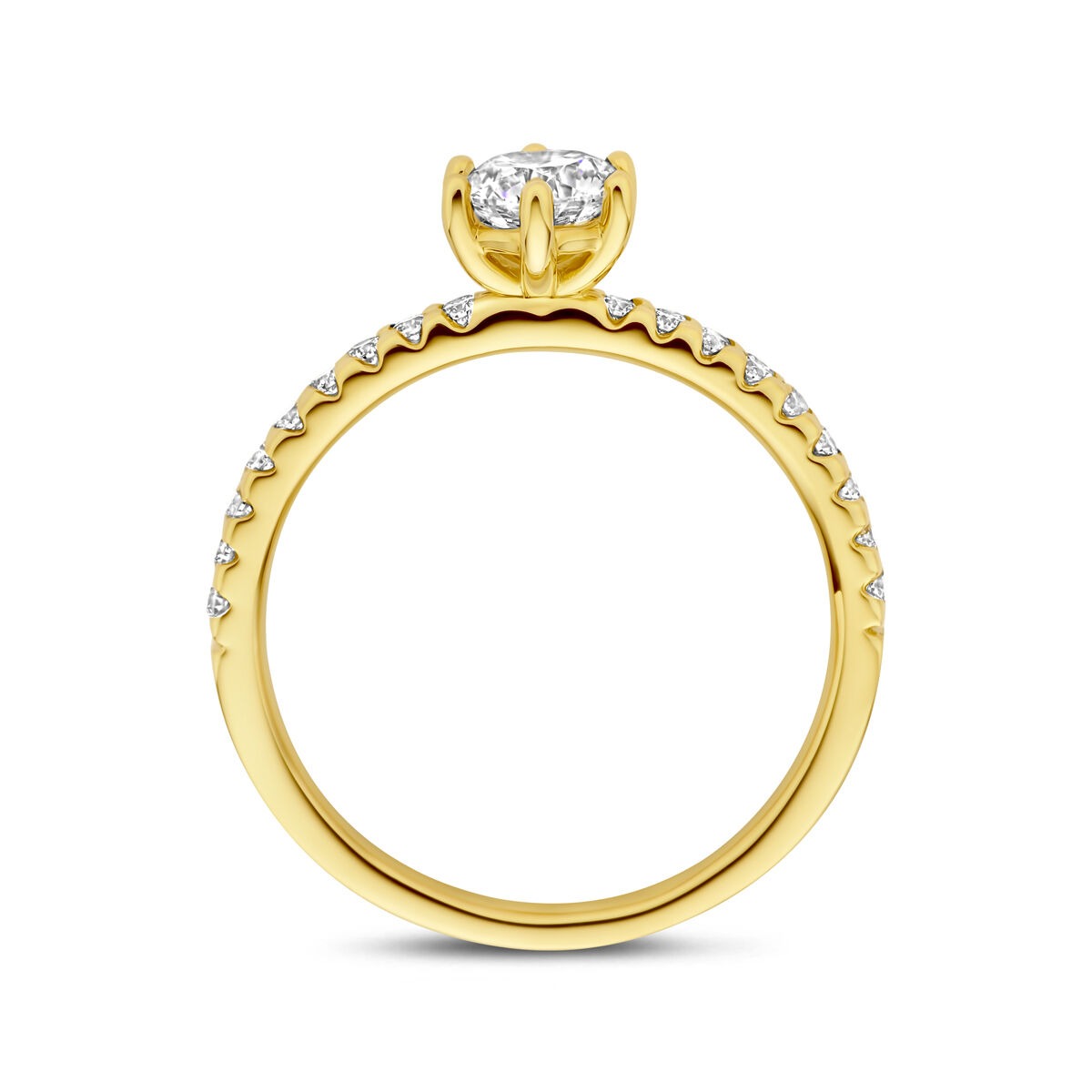 Bague pour femme en or avec diamant cultivé en laboratoire – or jaune 14k