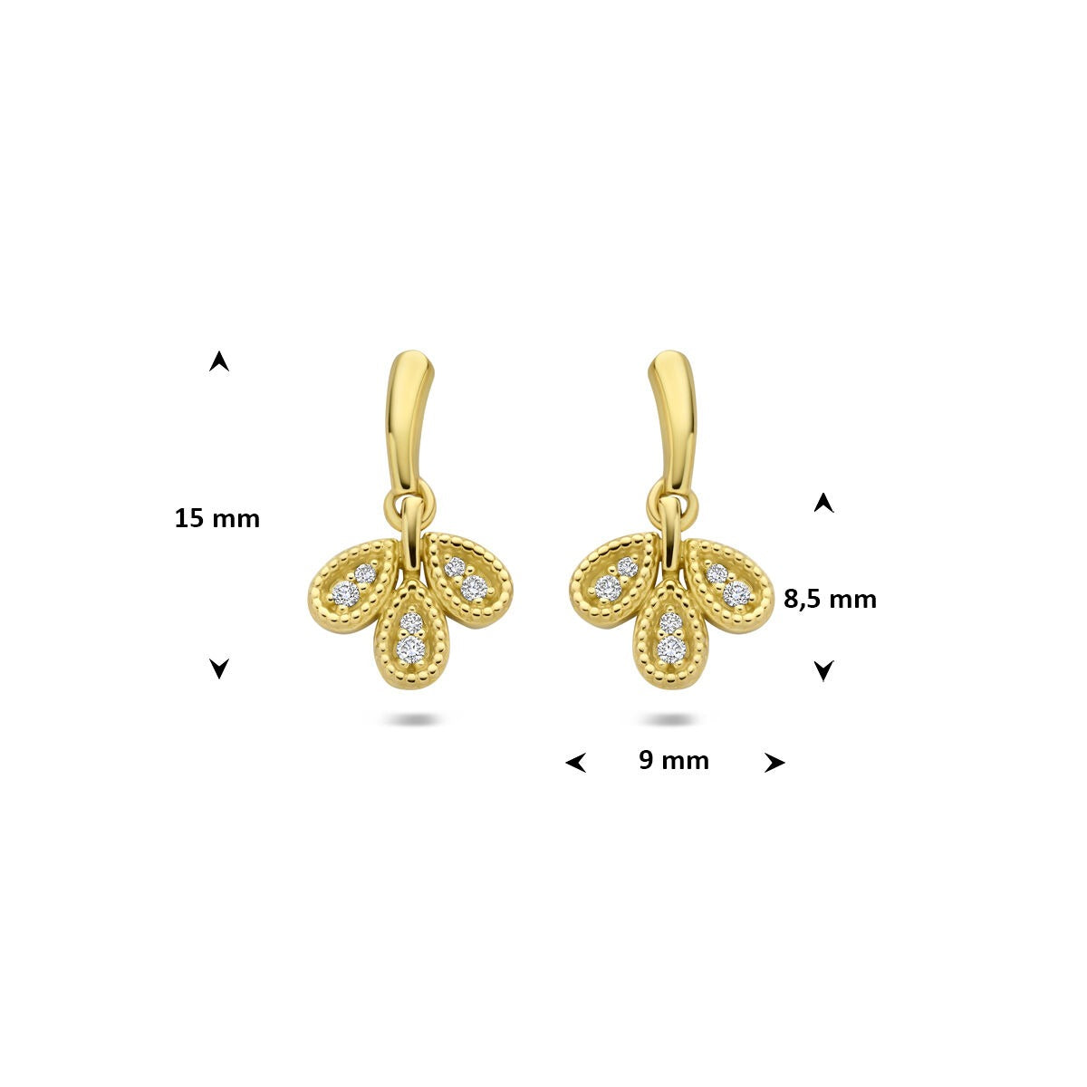 Boucles d'oreilles en or avec diamant – 14k or jaune