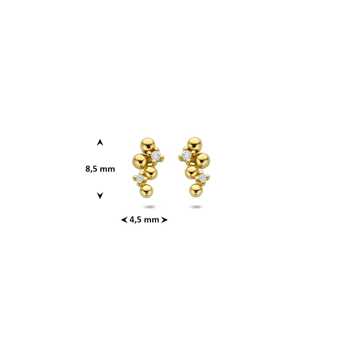 Puces d'oreilles en or avec diamant – or jaune 14k