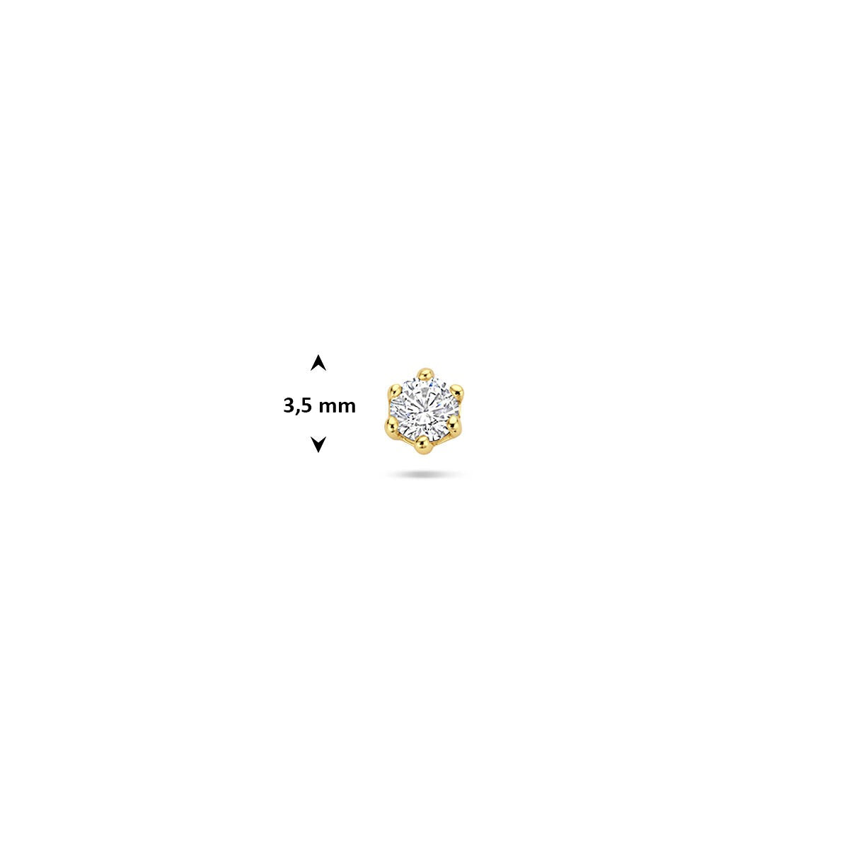 Piercing plaqué or argent à dos plat avec zircone 3,5 mm