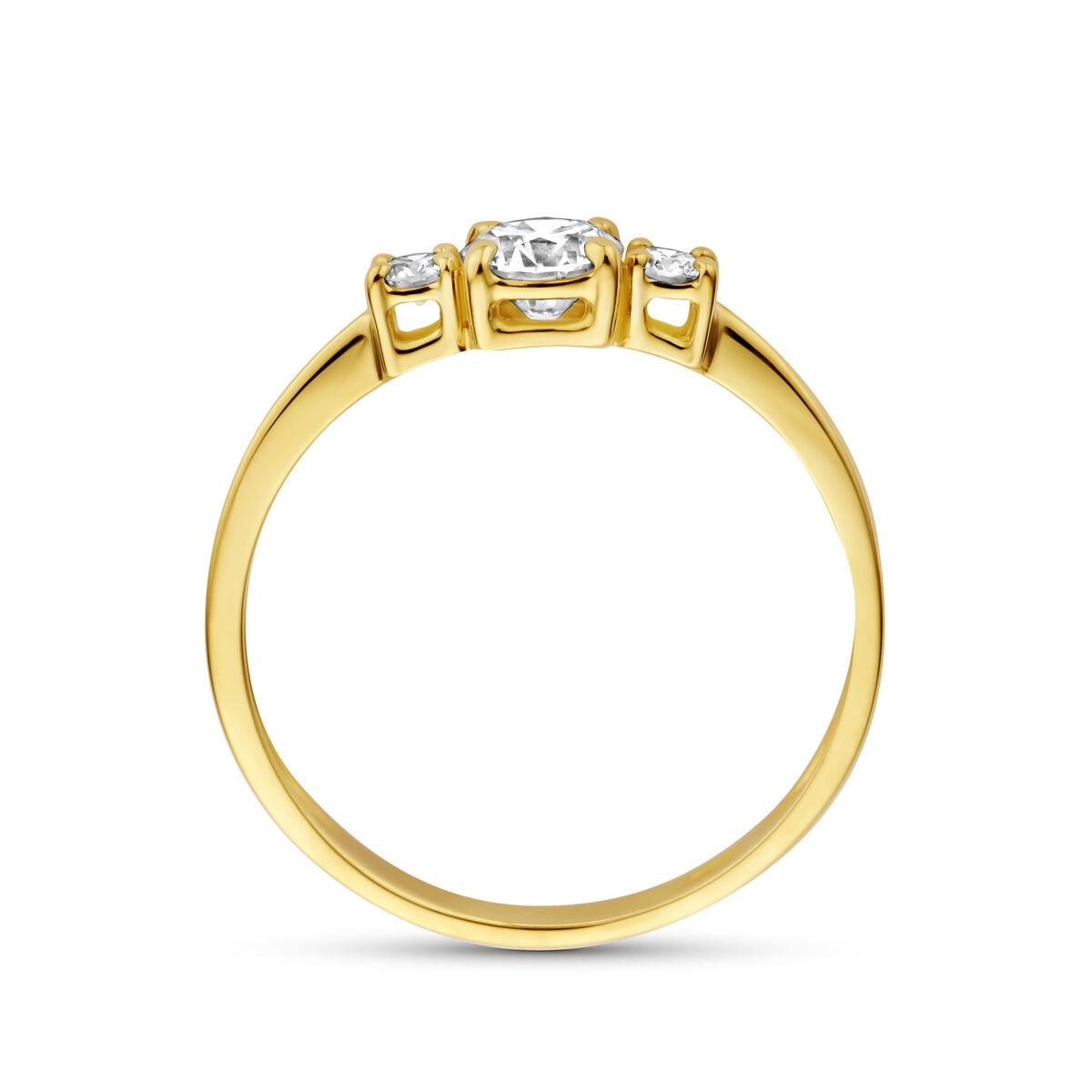 Bague en or jaune 14k avec diamant cultivé en laboratoire