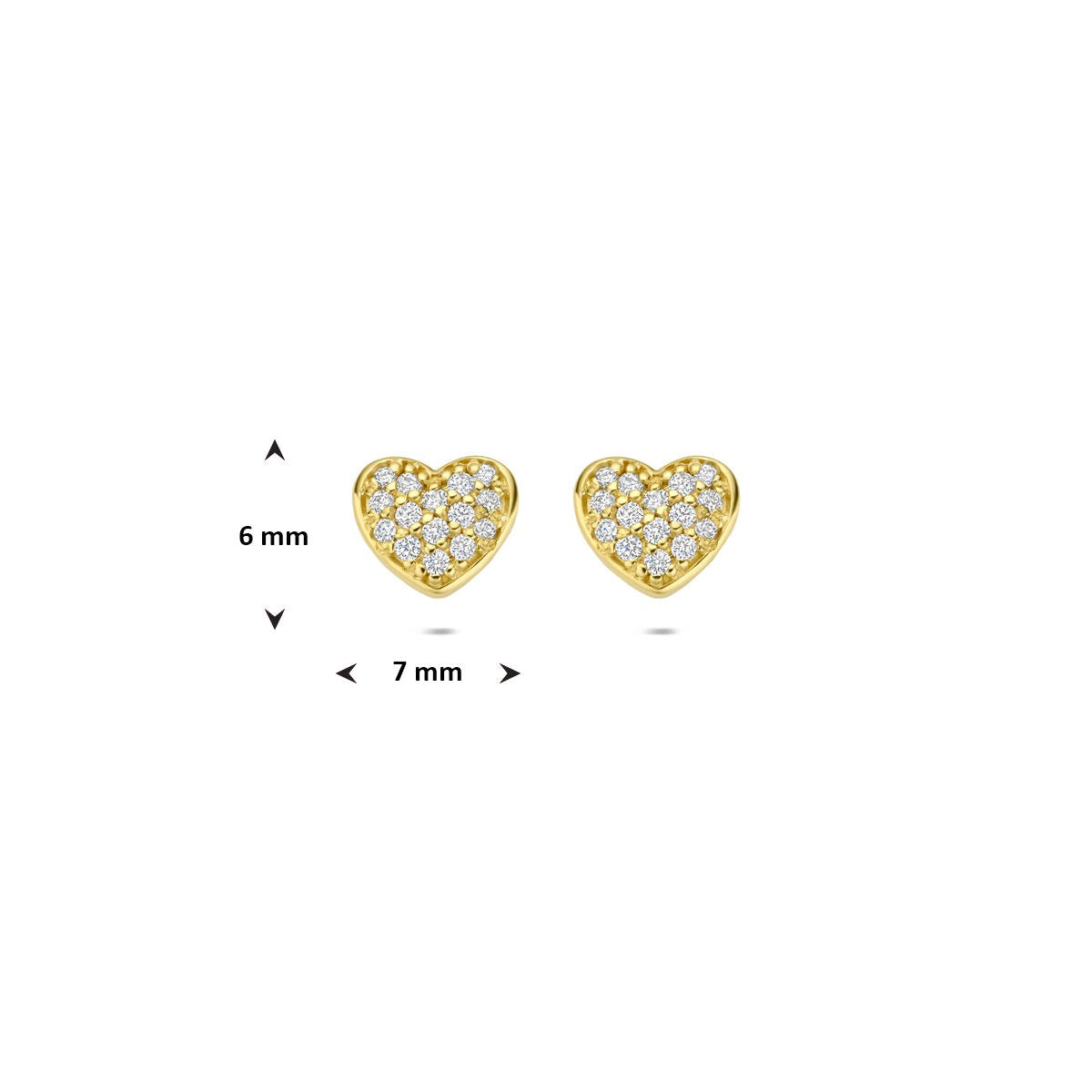 Puces d'oreilles en or jaune 14k avec cœur en diamant